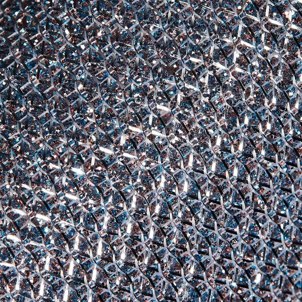 Blue and silver lightweight metallic woven new noir handbag material swatch