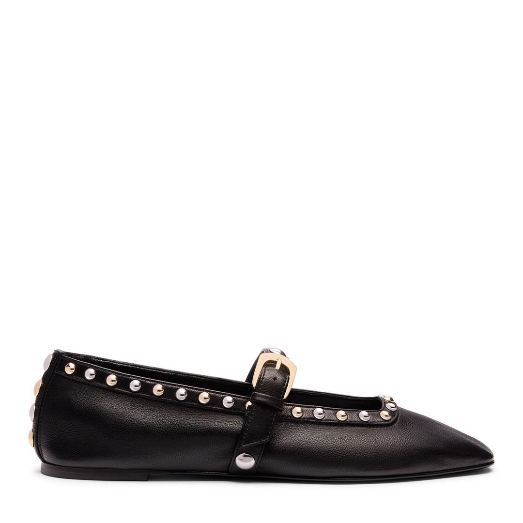 The Perry Mary Jane Flat in Black Leather 
