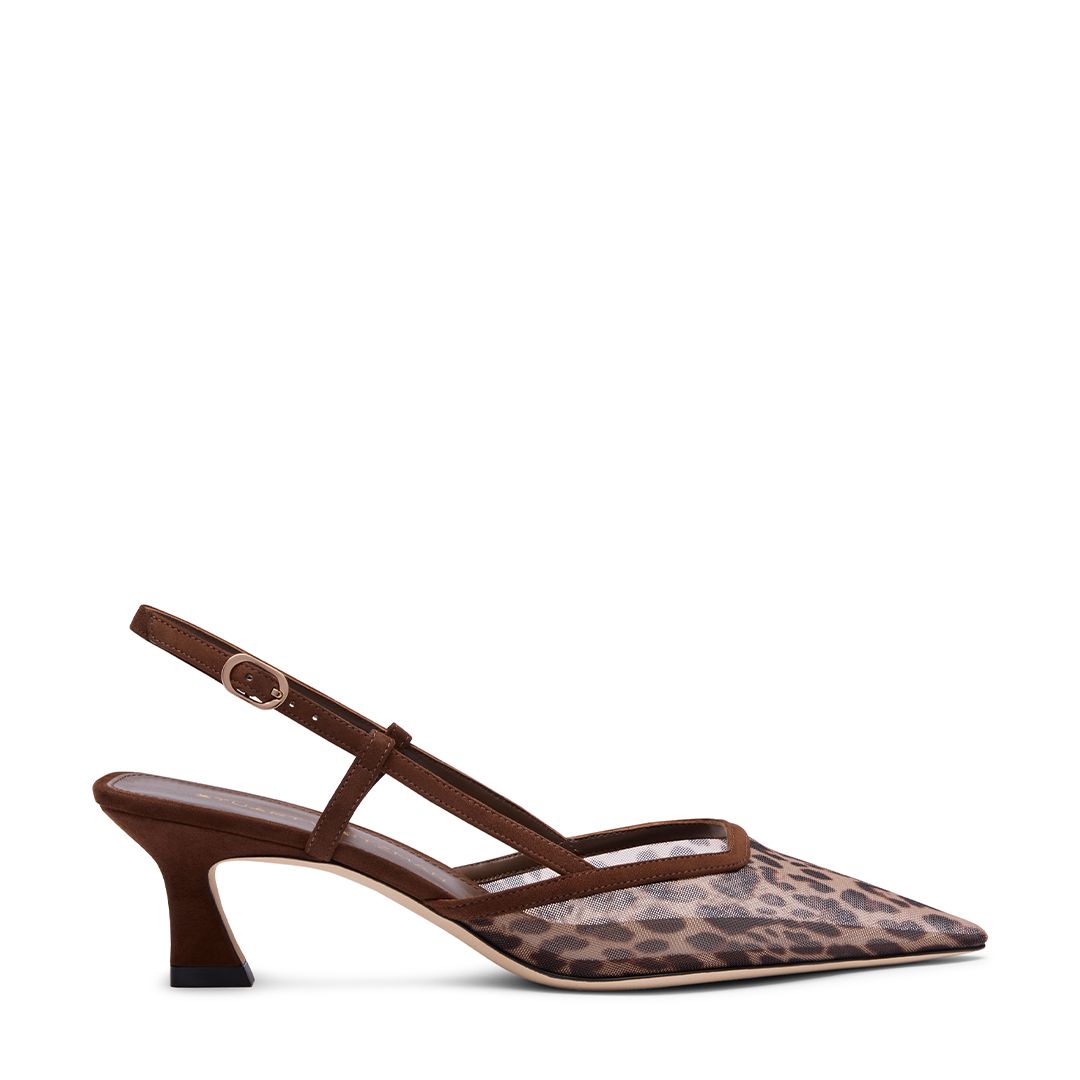 Shop Now: Vinnie Slingback Pump 50 in Leopard-Print Mesh and Suede
