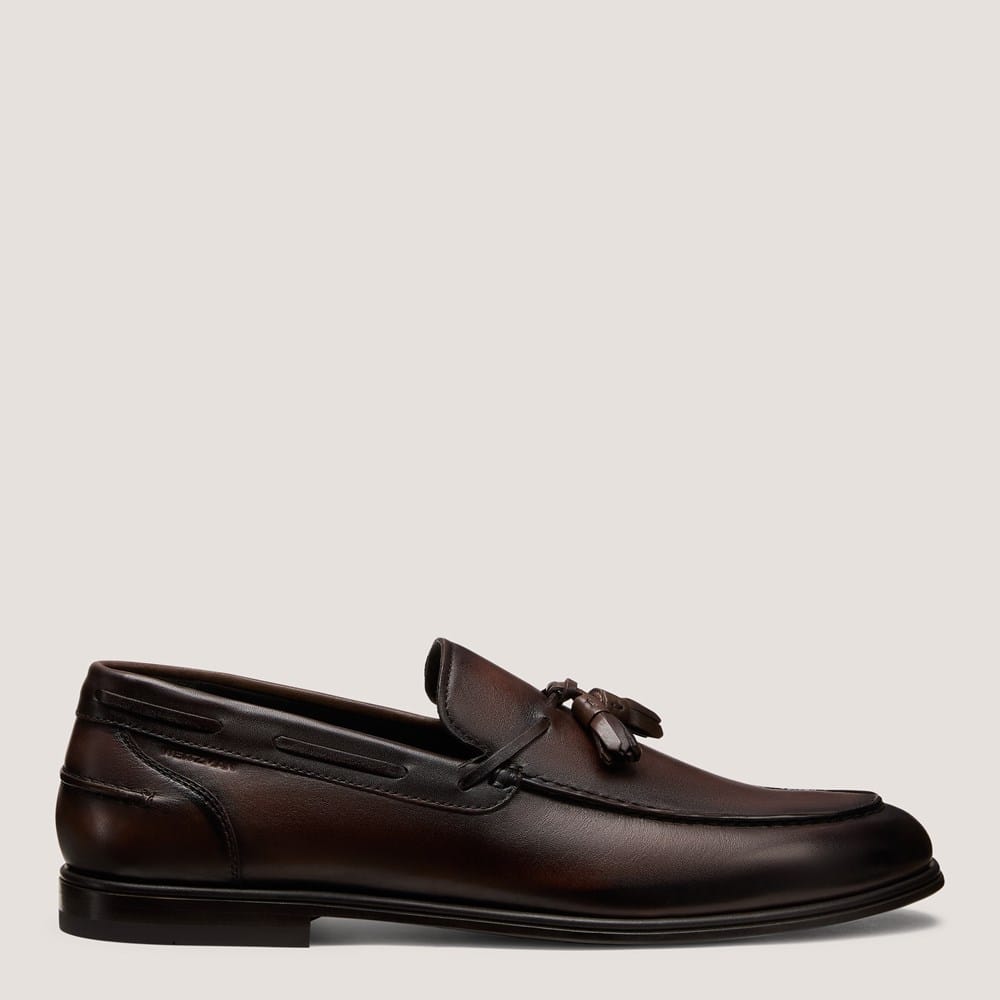 mens brown dress shoes with tassels Mens Tassel Slip-On Brown Shoes Handmade Mexican Huarache Leather Zapa –  Huaracheria El Pequeno Gigante main image 0