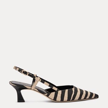 Vinnie Slingback Pump 50 - Zebra-Print Moiré Fabric