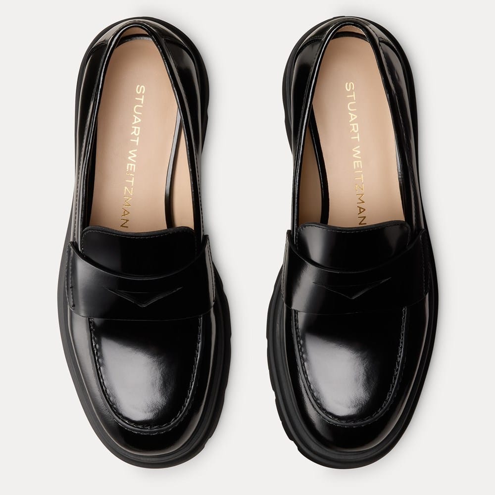 Stuart Weitzman Black Canvas Penny Loafer Heels Size 8.5 Office Chic Square Toe Amazon.com | Stuart Weitzman Women main image 3