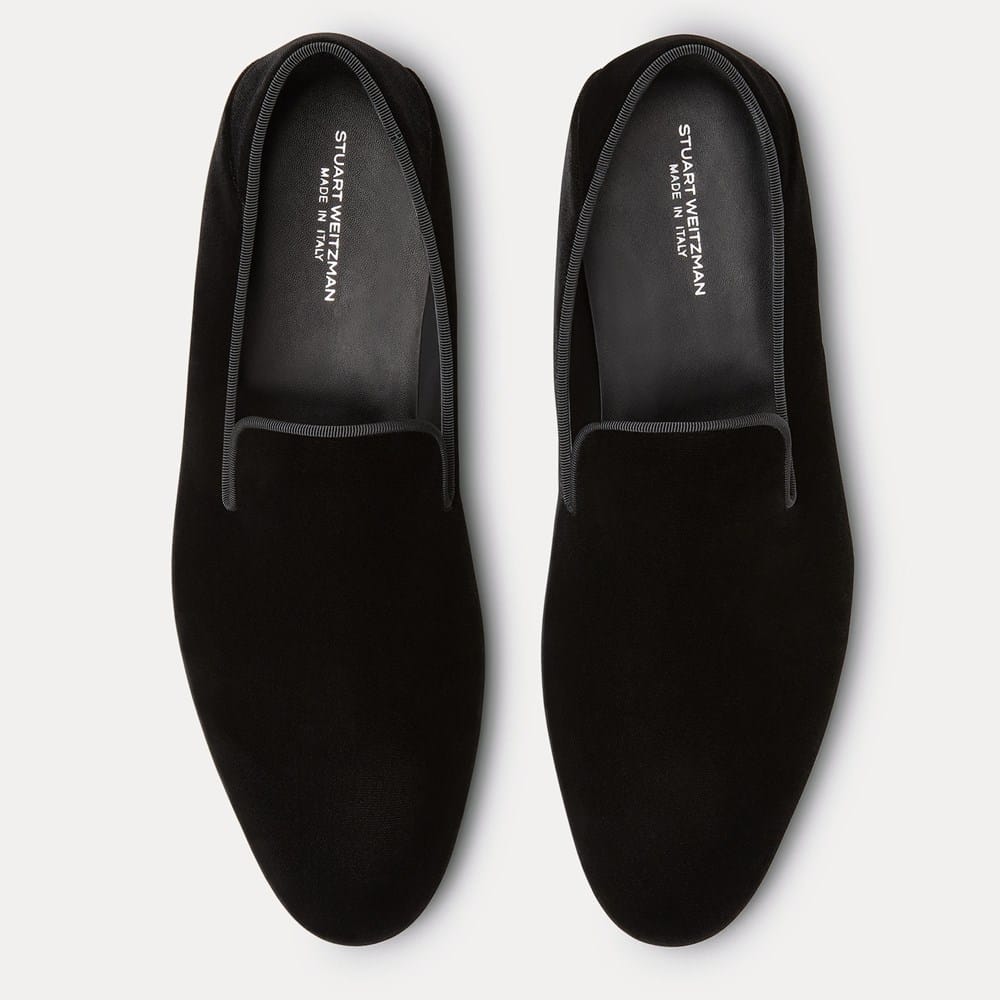 Stuart Weitzman Men\'s Black Woven Loafer Shoes Size 10.5 Stuart Weitzman Black Woven Elastic Toe Suede Flats Loafers  main image 3