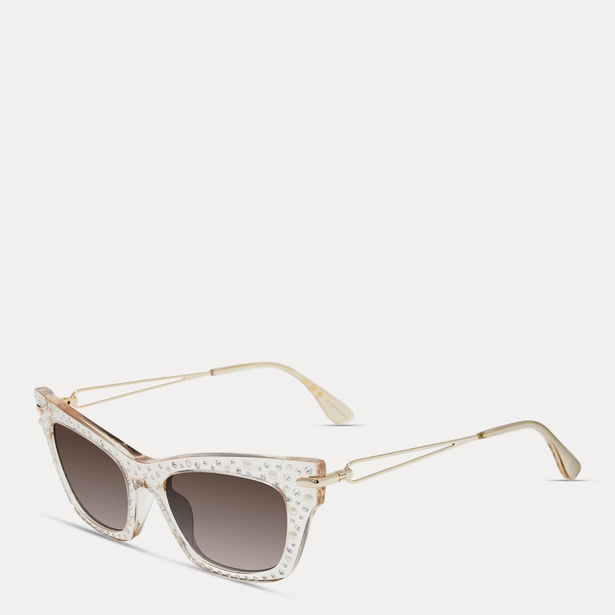 Transparent Crystal Cat-Eye Sunglasses | Stuart Weitzman display picture 2